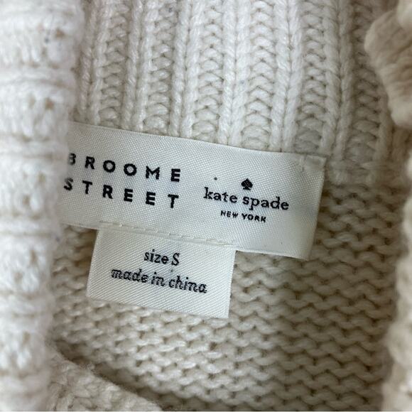 Kate Spade x Broome Street Navy Star Cream Mock Neck Wool Blend Sweater Small - Picture 3 of 4